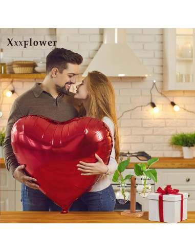Soporte de Madera para Terrario XXXFLOWER con 2 Jarrones Corazón