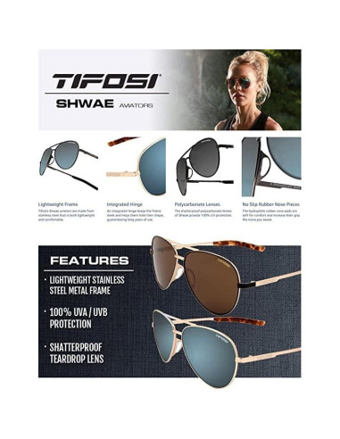 Gafas de sol aviador Tifosi oro espejo rosa - Unisex
