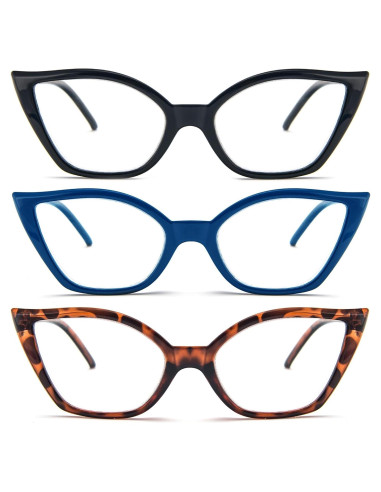 Gafas de Lectura Cat Eye DXYXYO 3 Paquetes Anti Luz Azul 2.5x