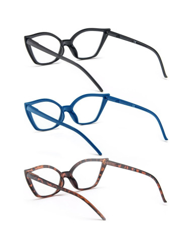 Gafas de Lectura Cat Eye DXYXYO 3 Paquetes Anti Luz Azul 2.5x