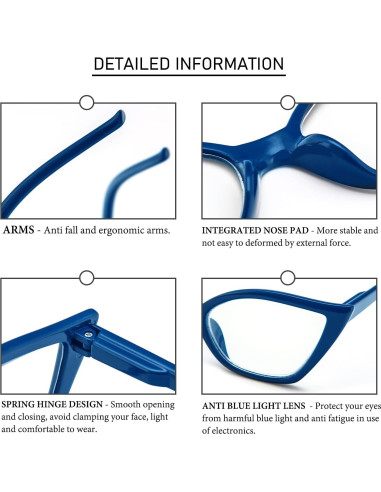 Gafas de Lectura Cat Eye DXYXYO 3 Paquetes Anti Luz Azul 2.5x