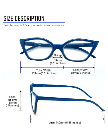 Gafas de Lectura Cat Eye DXYXYO 3 Paquetes Anti Luz Azul 2.5x