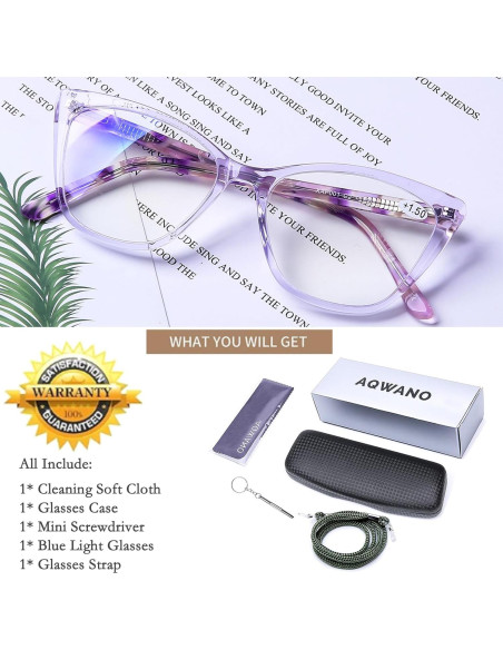Gafas de Lectura AQWANO Ojo de Gato Púrpura 2.0 Anti Luz Azul Gafas de Lectura AQWANO Ojo de Gato Púrpura 2.0 Anti Luz Azul