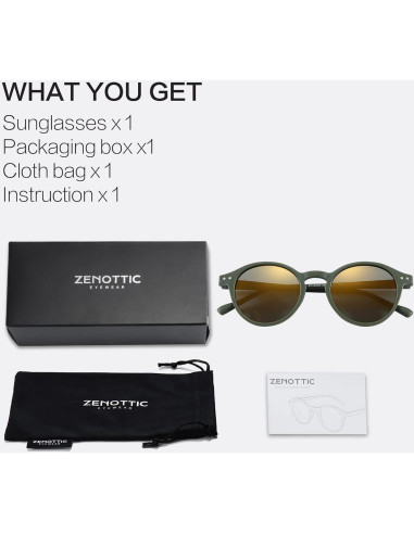 Gafas de sol polarizadas ZENOTTIC redondas UV 100%