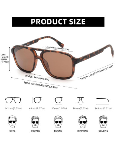 Gafas de sol aviador JIM HALO polarizadas marrón 55mm