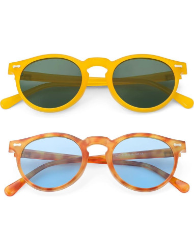 Gleyemor Gafas de Sol Polarizadas UV400 Redondas 48mm
