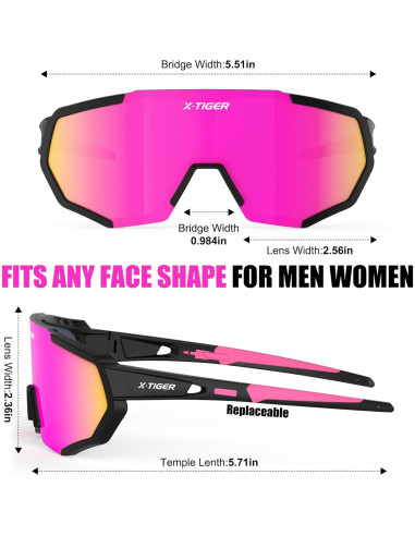 Gafas de Sol X-TIGER Polarizadas con 5 Lentes Intercambiables
