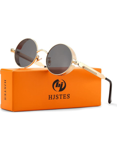 Gafas de sol redondas steampunk HJSUN10 con lentes HD