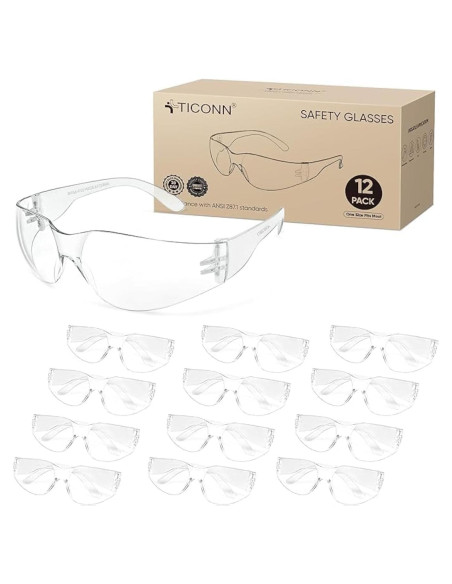 Gafas de Seguridad TICONN Transparentes Resistencia Rayones Gafas de Seguridad TICONN Transparentes Resistencia Rayones