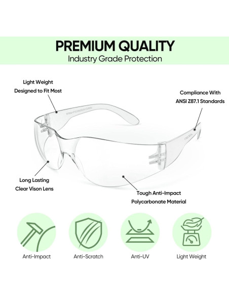 Gafas de Seguridad TICONN Transparentes Resistencia Rayones Gafas de Seguridad TICONN Transparentes Resistencia Rayones