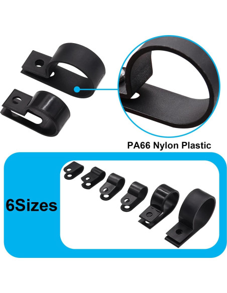 Kit de 222PCS Abrazaderas de Cable Nylon Tipo R TWTADE Kit de 222PCS Abrazaderas de Cable Nylon Tipo R TWTADE