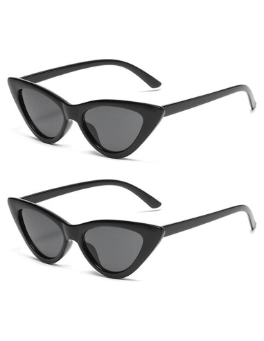 Gafas de Sol Cat Eye Mujeres Vintage Plástico 2 Pcs Negro