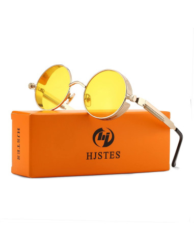 Gafas de sol redondas steampunk HJSUN10 unisex 46mm