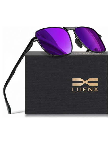 Gafas de sol aviador LUENX polarizadas UV400 púrpura Gafas de sol aviador LUENX polarizadas UV400 púrpura