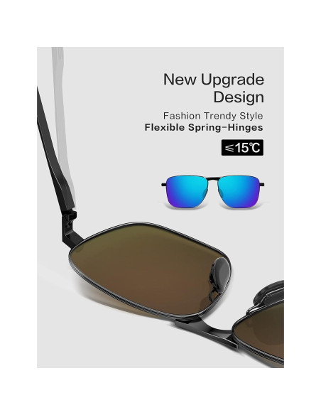 Gafas de sol aviador LUENX polarizadas UV400 azul oscuro Gafas de sol aviador LUENX polarizadas UV400 azul oscuro