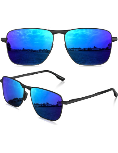 Gafas de sol aviador LUENX polarizadas UV400 azul oscuro