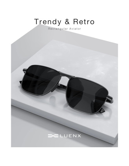Gafas de sol aviador LUENX polarizadas UV400 retro Gafas de sol aviador LUENX polarizadas UV400 retro
