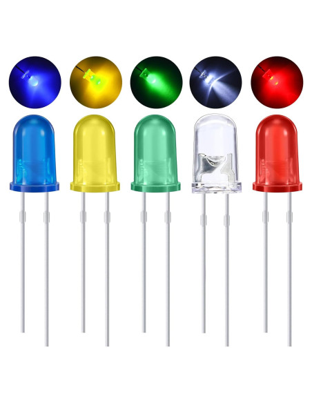 Kit de 100 Diodos LED 5mm eBOOT - 5 Colores Brillantes Kit de 100 Diodos LED 5mm eBOOT - 5 Colores Brillantes