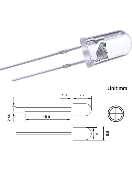 Kit de 100 Diodos LED 5mm eBOOT - 5 Colores Brillantes Kit de 100 Diodos LED 5mm eBOOT - 5 Colores Brillantes