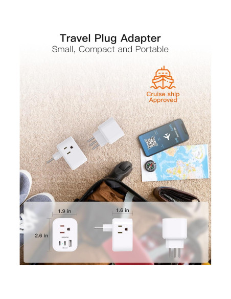 Adaptador de Enchufe de Viaje Tipo L BESHON 6 en 1 USB-C Adaptador de Enchufe de Viaje Tipo L BESHON 6 en 1 USB-C