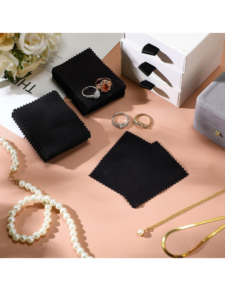 200 Paños de Limpieza de Joyería Tatuo Microfibra 6x8 cm Negro 200 Paños de Limpieza de Joyería Tatuo Microfibra 6x8 cm Negro