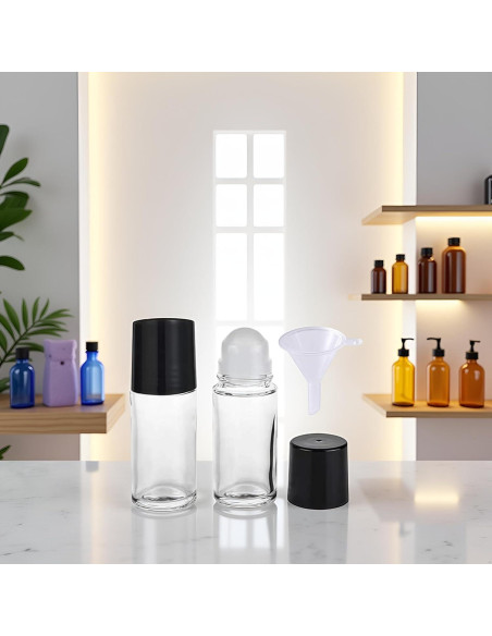 Juego de 2 Botellas Roller de Vidrio Mozff 30ml Negras Juego de 2 Botellas Roller de Vidrio Mozff 30ml Negras