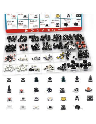 Kit de 264 Micro Interruptores Táctiles Minidodoca - 27 Tipos