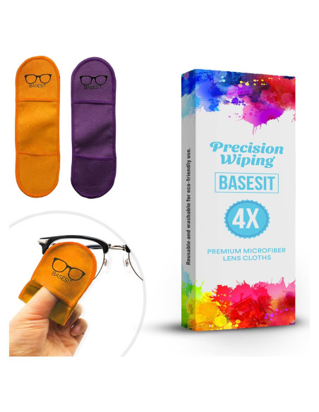 Paño Limpiador de Gafas Basesit 4 Pack Microfibra Naranja/Púrpura Paño Limpiador de Gafas Basesit 4 Pack Microfibra Naranja/Púrpura