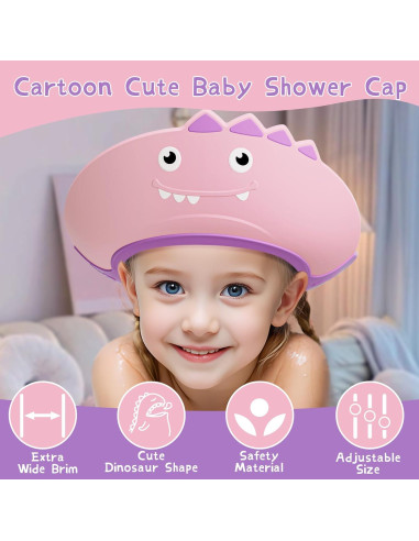 Gorro de Ducha para Bebé Rosa - Silicona Ajustable 1-9 Años