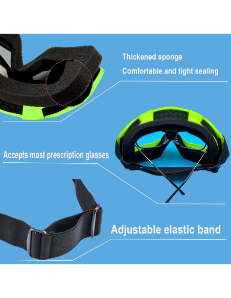 Gafas de Motocicleta LJDJ con Balaclava UV Verde Gafas de Motocicleta LJDJ con Balaclava UV Verde