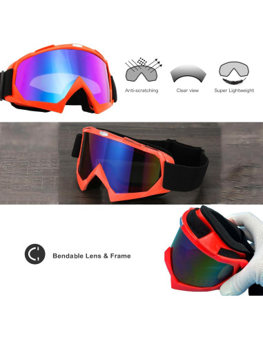 Gafas de Motocicleta LJDJ con Balaclava UV Naranja