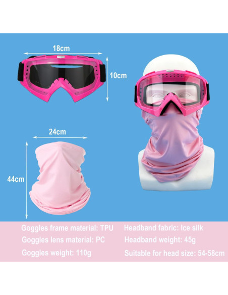 Gafas de Motocicleta LJDJ con Balaclava UV Rosa Gafas de Motocicleta LJDJ con Balaclava UV Rosa