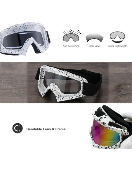 Gafas de Motocicleta LJDJ con Balaclava UV y Lente Clara Gafas de Motocicleta LJDJ con Balaclava UV y Lente Clara