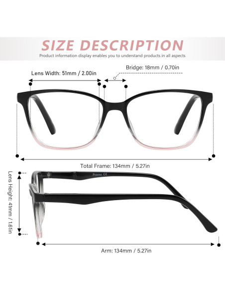 Gafas de Lectura Przene 4 Paquetes Anti Luz Azul 3.0x Gafas de Lectura Przene 4 Paquetes Anti Luz Azul 3.0x