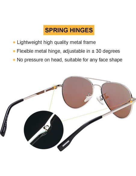 Gafas de Sol Aviador Gleyemor 52mm Polarizadas Unisex Gafas de Sol Aviador Gleyemor 52mm Polarizadas Unisex