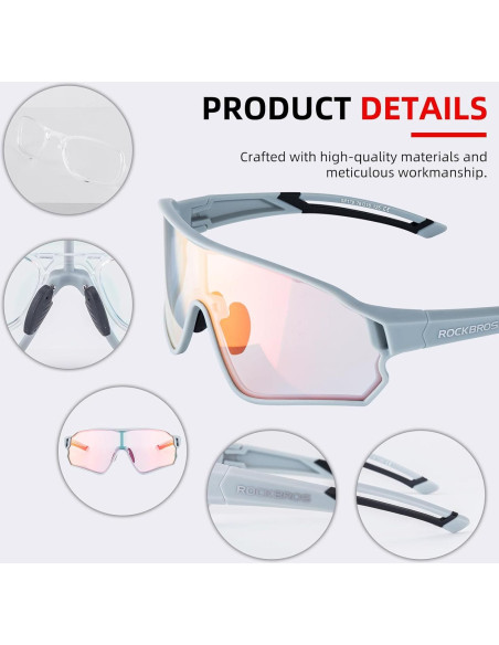 Gafas de sol fotocromáticas ROCKBROS para ciclismo gris Gafas de sol fotocromáticas ROCKBROS para ciclismo gris