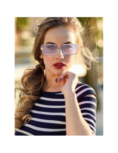 Gafas Rectangulares Sin Montura Frienda 4 Pares Vintage