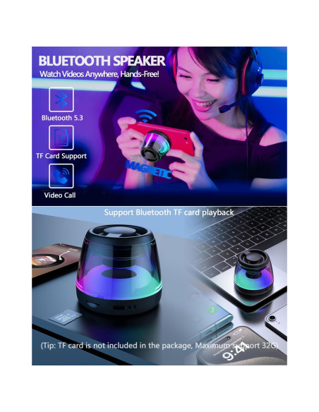 Altavoz Bluetooth Magnético ORUNO Inalámbrico con Luz RGB Altavoz Bluetooth Magnético ORUNO Inalámbrico con Luz RGB