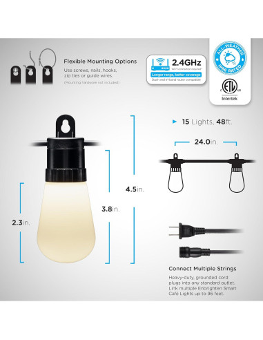 Luces de Cadena Inteligentes Enbrighten 14.63m RGB LED Wi-Fi