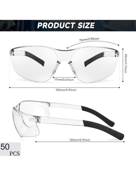 Paquete de 50 Gafas de Seguridad Transparentes ANSI Z87.1 Paquete de 50 Gafas de Seguridad Transparentes ANSI Z87.1