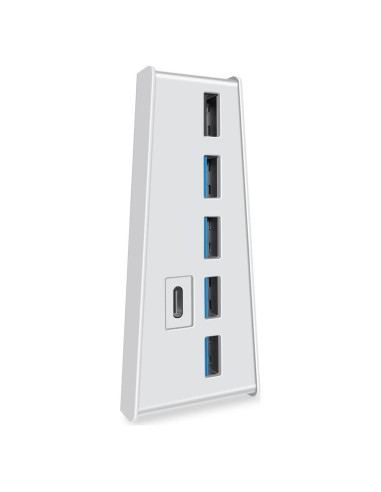 Hub USB 3.1 TNP para PS5 - 4 Puertos USB A + 1 USB C Blanco