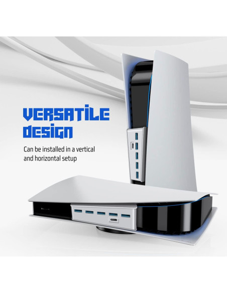 Hub USB 3.1 TNP para PS5 - 4 Puertos USB A + 1 USB C Blanco Hub USB 3.1 TNP para PS5 - 4 Puertos USB A + 1 USB C Blanco