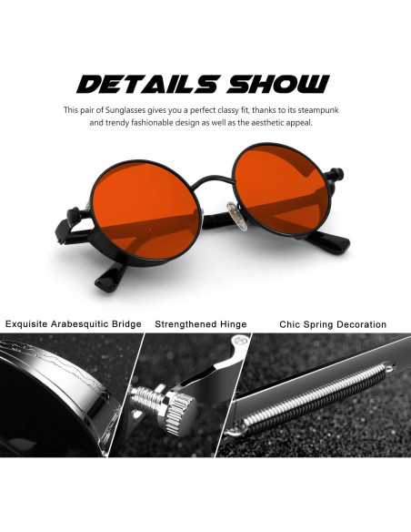 Gafas de Sol Retro Steampunk CGID con Protección UV400 Gafas de Sol Retro Steampunk CGID con Protección UV400