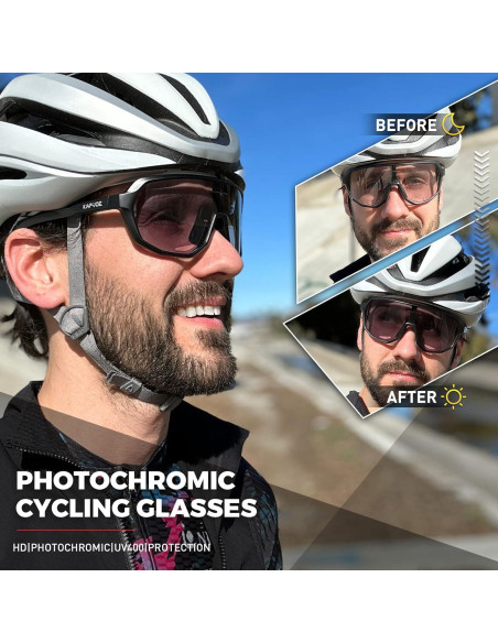 Gafas de Ciclismo Fotoquímicas KAPVOE UV400 para Adultos Gafas de Ciclismo Fotoquímicas KAPVOE UV400 para Adultos