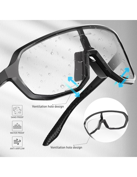 Gafas de Ciclismo Fotoquímicas KAPVOE UV400 para Adultos Gafas de Ciclismo Fotoquímicas KAPVOE UV400 para Adultos