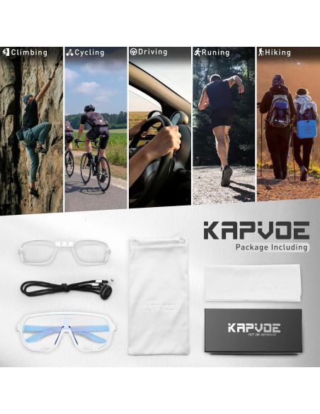 Gafas de Ciclismo KAPVOE Fotoquímicas UV400 para Adultos Gafas de Ciclismo KAPVOE Fotoquímicas UV400 para Adultos