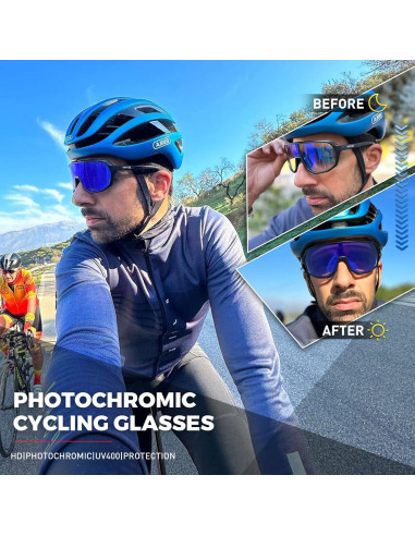 Gafas de Ciclismo KAPVOE Fotoquímicas UV400 para Adultos