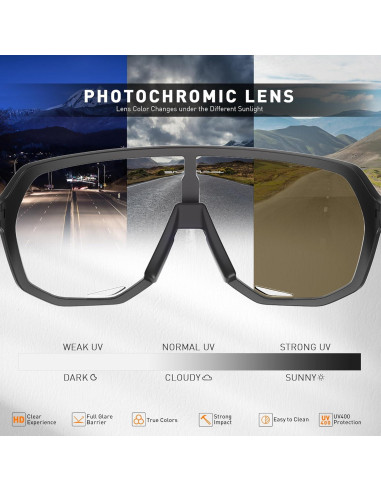 Gafas de Ciclismo KAPVOE Fotoquímicas UV400 para Adultos