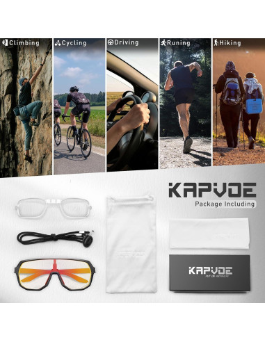 Gafas de Ciclismo KAPVOE Fotoquímicas UV400 para Adultos
