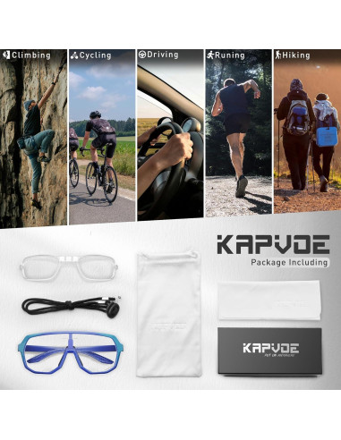 Gafas de Ciclismo KAPVOE Fotoquímicas UV400 Azul